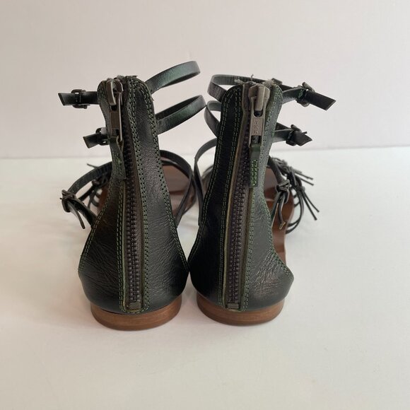 J. Crew Gladiator Sandals Made in Italy Dark Green Leather Strappy Size 9 - Picture 6 of 13